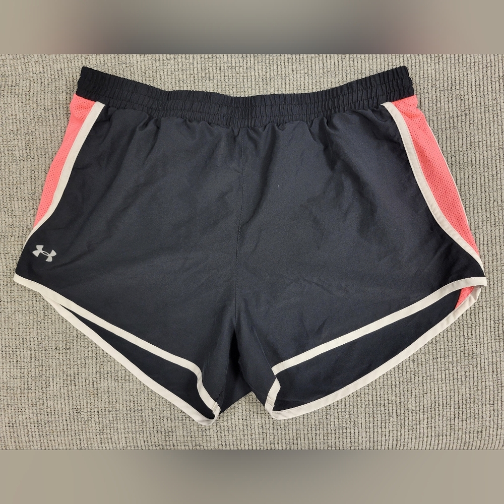 Under Armour Lined Running Shorts Black White & Pink Woman’s Size Medium